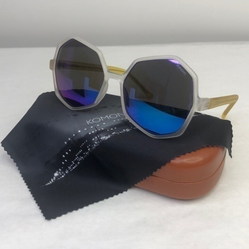 NEW KOMONO sunglasses Bonnie Ice Lemon Clear Blue Neon - Picture 5 of 13